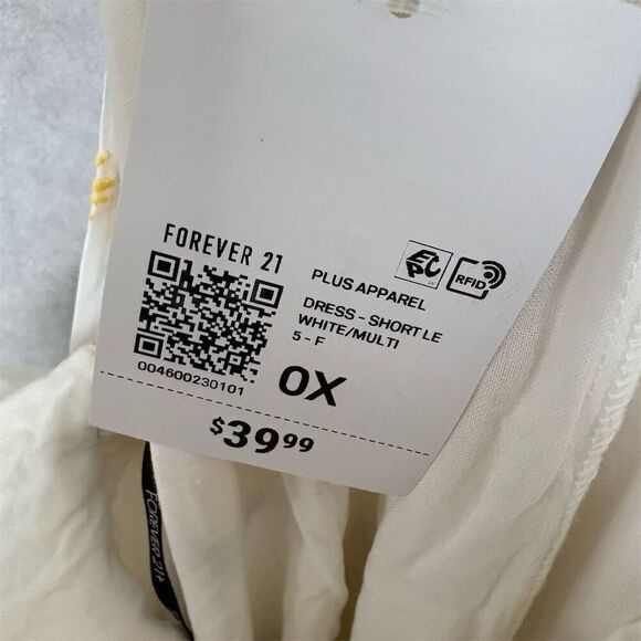 Forever 21+ Women's 0X White Embroidered Daisy Print Tie-Back Mini Length Dress - Picture 4 of 5